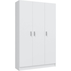 DRISIA - Armoire dressing avec étagères et 4 penderies gris et blanc