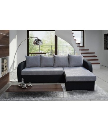 Canapé d'angle convertible EDDY microfibre gris et noir Canapé d'angle convertible EDDY microfibre gris et noir