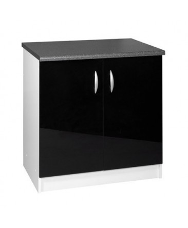 Meuble cuisine bas 2 portes 90cm OXANE noir