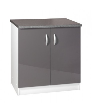 Meuble cuisine bas 2 portes 90cm OXANE gris