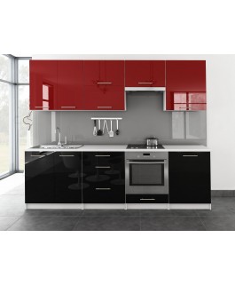 Cuisine complète TORO 2m60 bi-color noir et rouge pas cher en kit