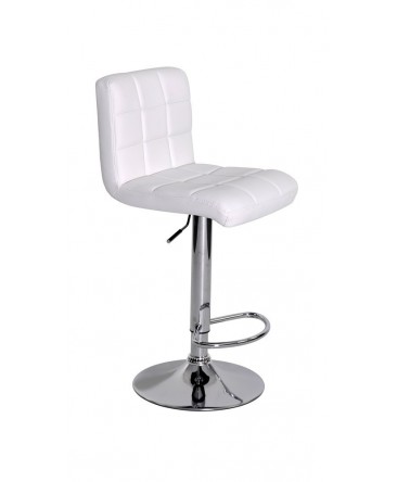 Tabouret de bar LINIA réhaussable blanc simili cuir pied chrome Tabouret de bar LINIA réhaussable blanc simili cuir pied chrome