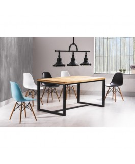 Table LORAS avec plateau hêtre style loft industriel