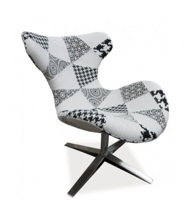 Fauteuil design ELVIS patchwork noir et blanc Fauteuil design ELVIS patchwork noir et blanc