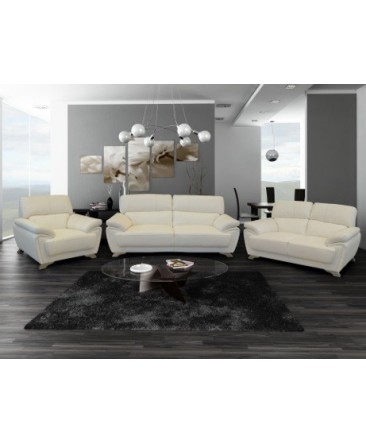 Canapé 3 places TRIESTE simili tissu blanc anti-tâche microfibre Canapé 3 places TRIESTE simili tissu blanc anti-tâche microfibre