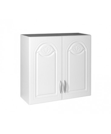 Élément haut 2 portes 80cm blanc avec moulures