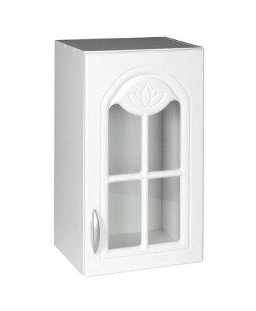 Élément haut 1 porte vitrine 40cm blanc 