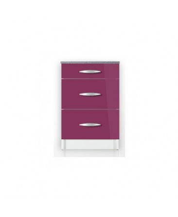 Meuble cuisine bas 3 tiroirs 80cm OXANE bordeaux