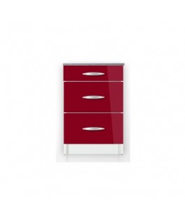 Meuble cuisine bas 3 tiroirs 90cm OXANE bordeaux