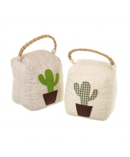 accessoire de déco butoirs de porte cactus en tissu et sable