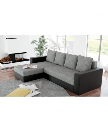 Canapé d'angle convertible réversible ARION noir gris Canapé d'angle convertible réversible ARION noir gris