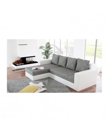 Canapé d'angle convertible réversible ARION blanc gris Canapé d'angle convertible réversible ARION blanc gris