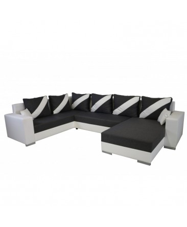 canapé panoramique convertible en lit revêtement bi-matière bi-couleur blanc finitions de qualité taupe kemira canapé panoramique convertible en lit revêtement bi-matière bi-couleur blanc finitions de qualité taupe kemira