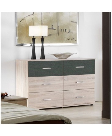 commode nea 6 tiroirs imitation chêne et rechampis graphite commode nea 6 tiroirs imitation chêne et rechampis graphite