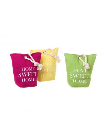 3 butoirs de porte home sweet home en tissu et sable framboise vert et jaune 3 butoirs de porte home sweet home en tissu et sable framboise vert et jaune