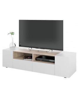 meuble télé contemporain blanc/bois tamiko