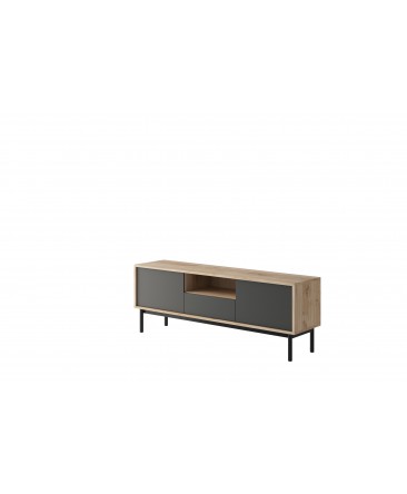meuble TV 154 cm bois anthracite avec rangements et tiroirs basil meuble TV 154 cm bois anthracite avec rangements et tiroirs basil