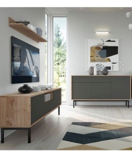 ensemble meuble tv et commode anthracite basil