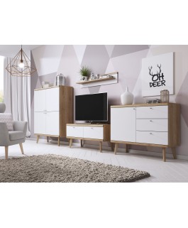 ensemble vitrine + commode + meuble TV en bois primo