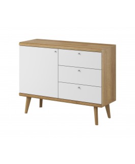 commode bois 107 cm 3 tiroirs et 1 porte primo