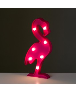 luminaire flamant rose tropical et fun en rouge à led piles LR6 AA