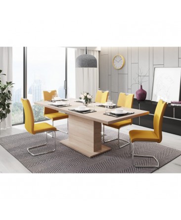 table bois contemporaine de 160 cm avec une allonge de 40 cm rallongeant la table jusqu'à 200 cm table bois contemporaine de 160 cm avec une allonge de 40 cm rallongeant la table jusqu'à 200 cm