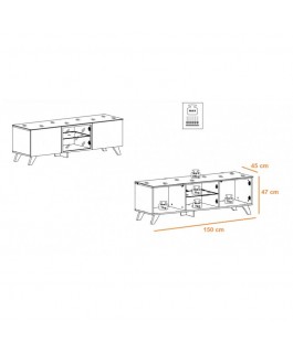 ensemble meuble tv vitrine basse meuble TV vitrine haute étagère murale thin