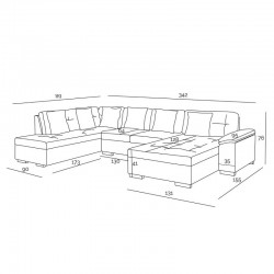 plan canapé ATIS 6-8 place avec dimensions en image