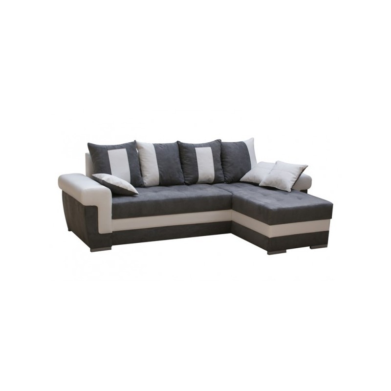 Canapé d'angle 5 places QUINY convertible gris et blanc angle gauche Canapé d'angle 5 places QUINY convertible gris et blanc angle gauche