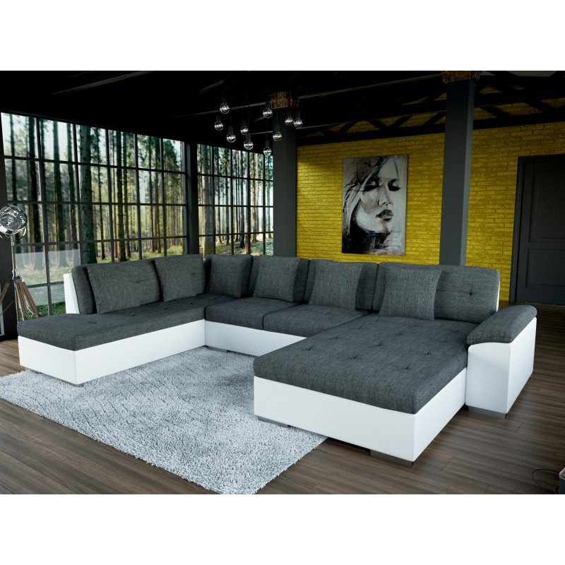 canapé d'angle panoramique en U XXL tissu et simili smile canapé d'angle panoramique en U XXL tissu et simili smile