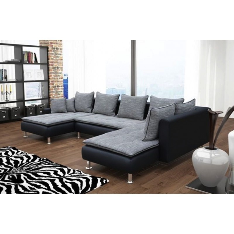 canapé panoramique 7 places gris noir assise capitonnée danté canapé panoramique 7 places gris noir assise capitonnée danté