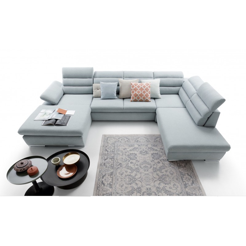 canapé panoramique convertible confortable design bleu pastel 6 places GRECO II