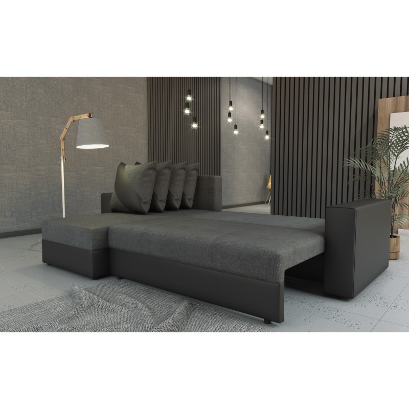 Canapé d'angle convertible réversible gris foncé 3 places huli Canapé d'angle convertible réversible gris foncé 3 places huli