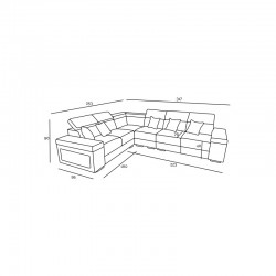 canapé angle avec appui-têtes réglables 6 places gris caaria