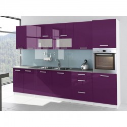 Cuisine complète 3m20 laquée avec colonne four aubergine tara