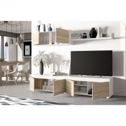 ensemble meuble TV avec espaces de rangement blanc nordique alidi