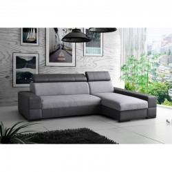 Canapé d'angle convertible CAPRI 4 places gris clair gris foncé