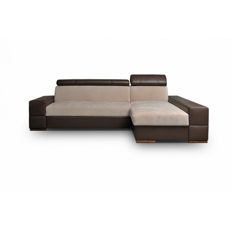 Canapé d'angle convertible CAPRI beige chocolat marron microfibre peau de pêche Canapé d'angle convertible CAPRI beige chocolat marron microfibre peau de pêche