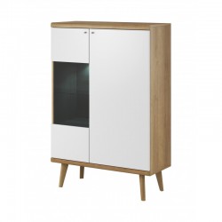 vitrine 90 cm bois et blanc claire et lumineuse primo