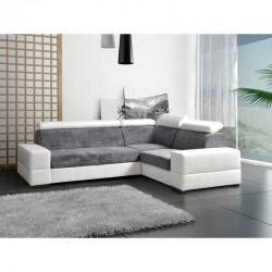 Canapé d'angle 4 places CAPRE coffre de rangement couverture