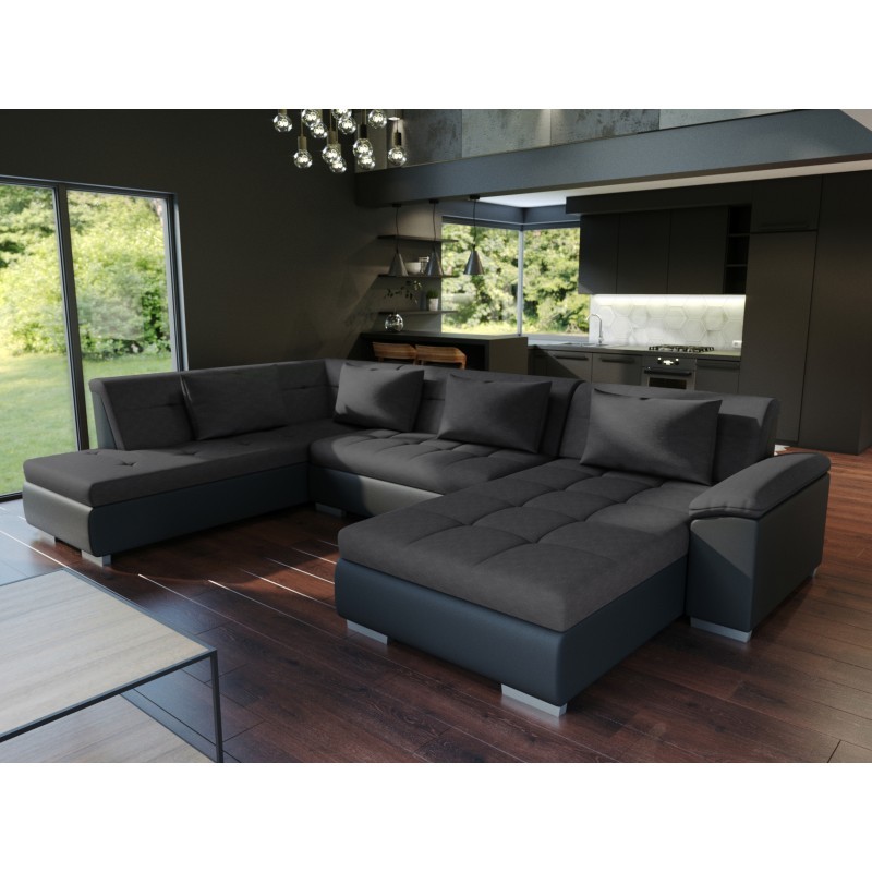 canape panoramique convertible marron 6 places lemon