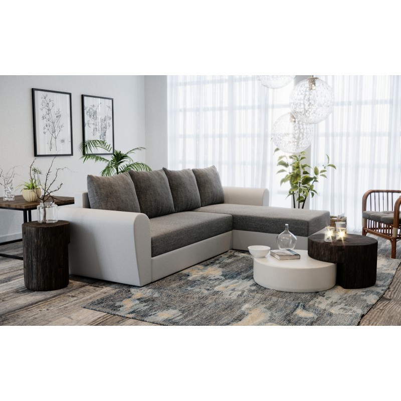 canapé convertible 4 places gris blanc ou gris noir en tissu OHIO canapé convertible 4 places gris blanc ou gris noir en tissu OHIO