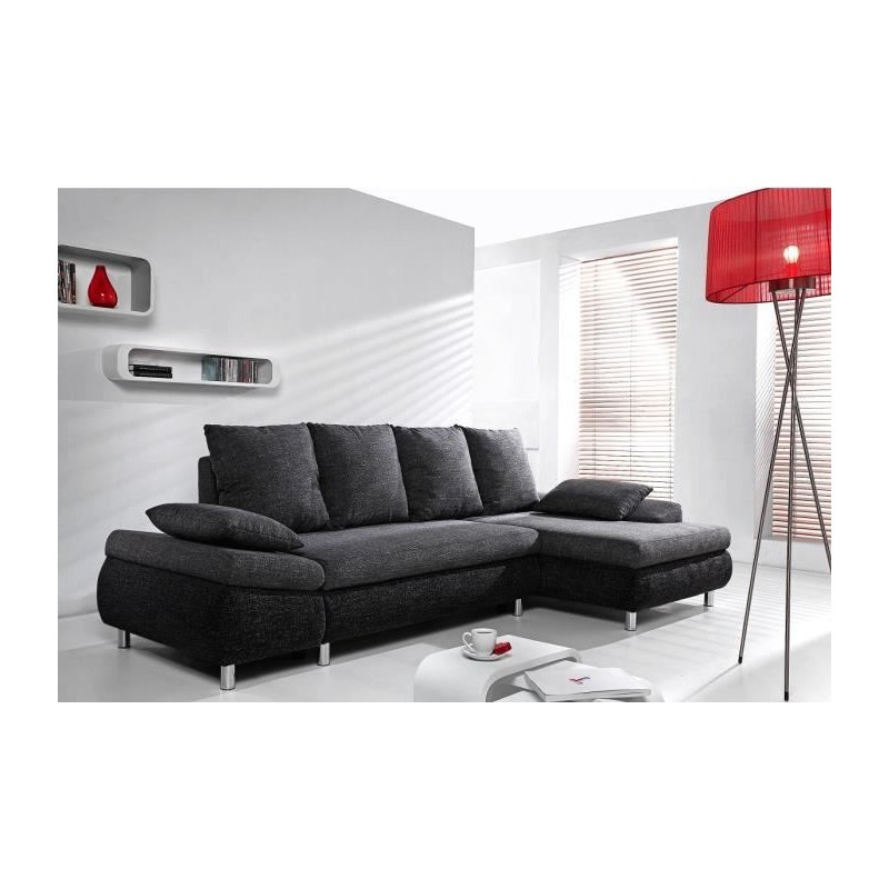 canapé angle design et chic noir 4 places convertible en lit pieds en chrome naho canapé angle design et chic noir 4 places convertible en lit pieds en chrome naho