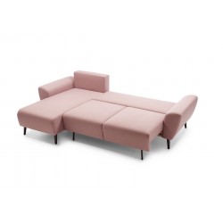 canapé d'angle rose pastel 4 places rangements et convertible quattro